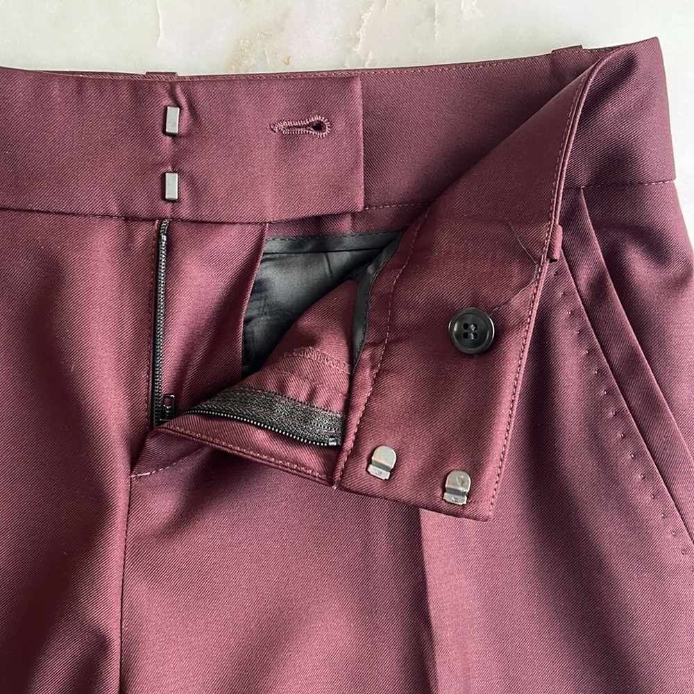 Comptoir des Cotonniers Cropped Wool Trousers Burgundy size US‎ XXS - Picture 8 of 10